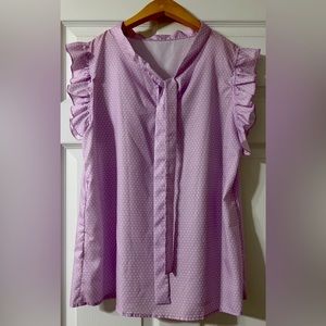 Lilac Polka Dotted Sleeveless Blouse. Never worn. Beautiful to layer.